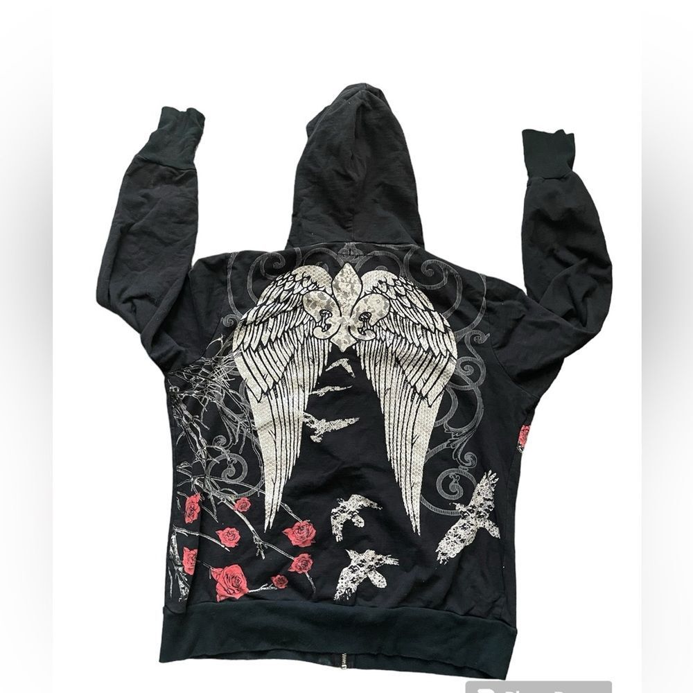 Vintage Torrid Born Famous Couture Hoodie
Sequin Wings Rose Black Size Large - Picture 3 of 9